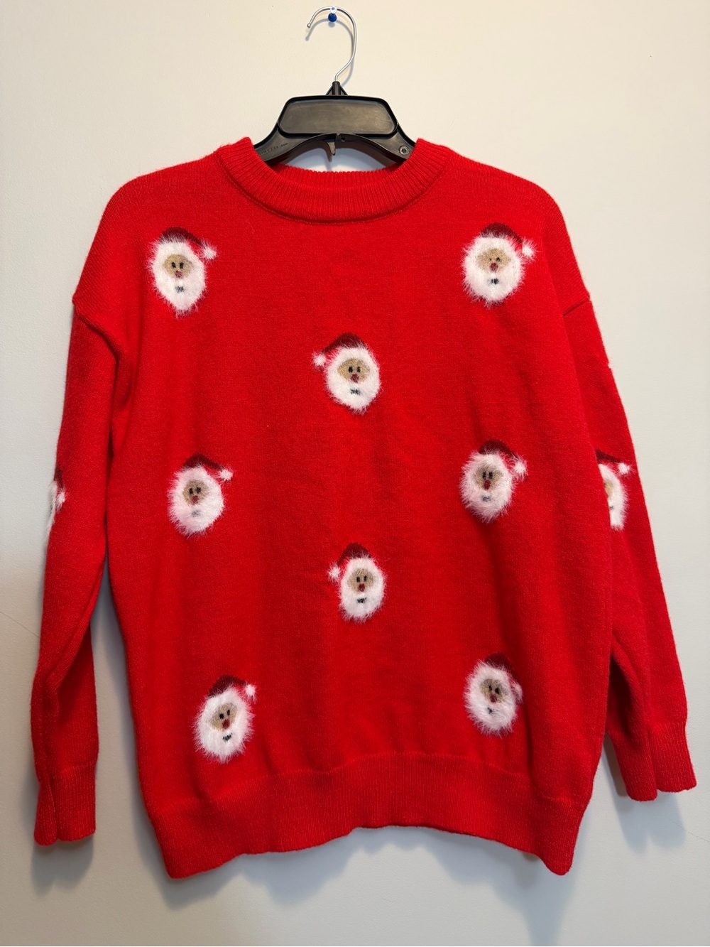Women's Red Santa Face Crewneck Sweater